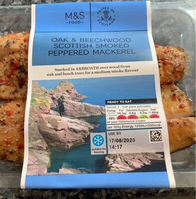 2 Scottish Peppered Hot Smoked Mackerel Fillets